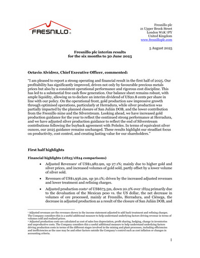 Vorschaubild Fresnillo Halbjahresbericht 2025-h1