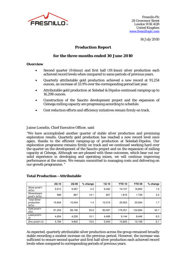 Miniature Fresnillo Rapport trimestriel 2010-q2