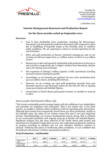 Miniature Fresnillo Rapport trimestriel 2011-q3