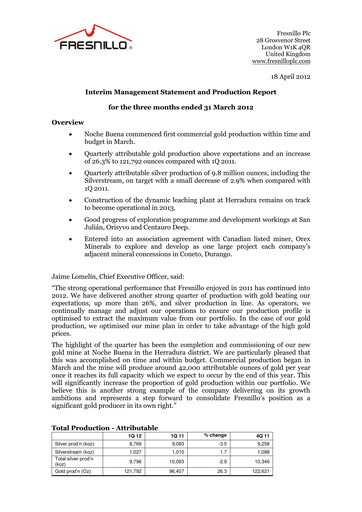 Miniature Fresnillo Rapport trimestriel 2012-q1