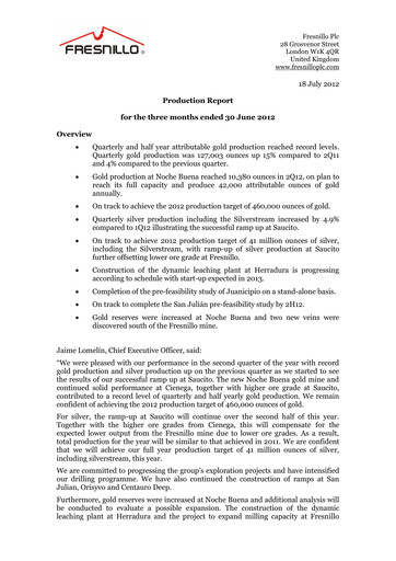 Miniature Fresnillo Rapport trimestriel 2012-q2