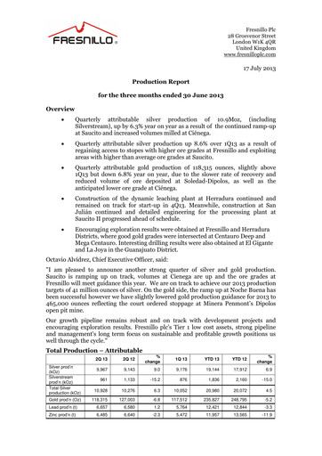 Miniature Fresnillo Rapport trimestriel 2013-q2