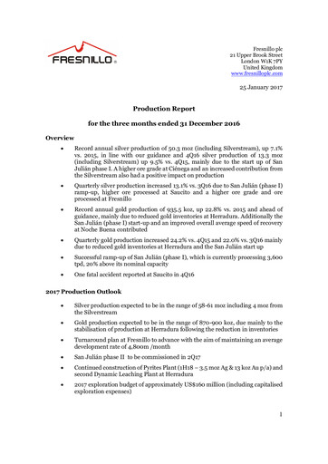Miniature Fresnillo Rapport trimestriel 2016-q4
