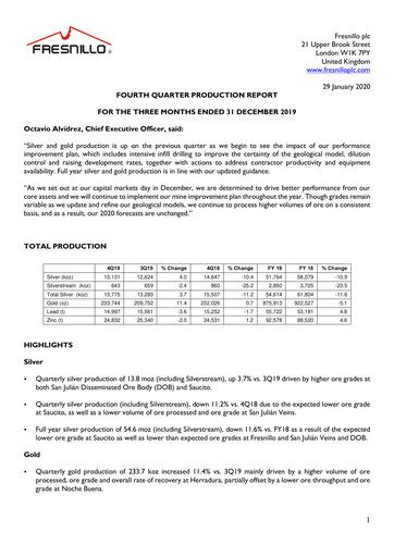 Miniature Fresnillo Rapport trimestriel 2019-q4