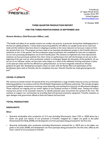 Miniature Fresnillo Rapport trimestriel 2020-q3