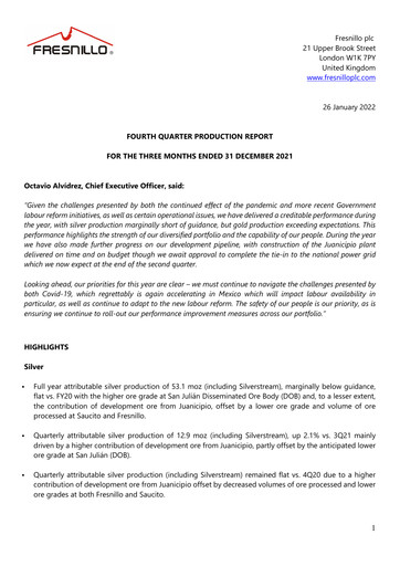 Miniature Fresnillo Rapport trimestriel 2021-q4