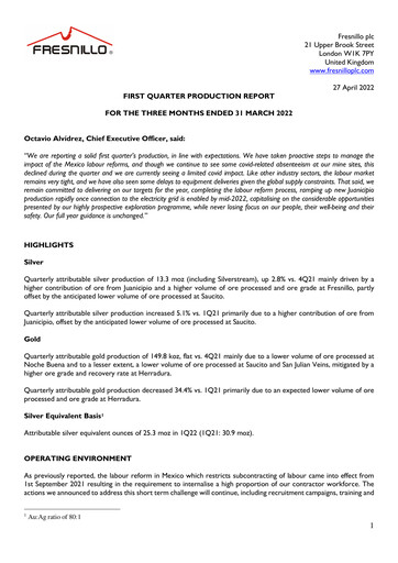 Miniature Fresnillo Rapport trimestriel 2022-q1