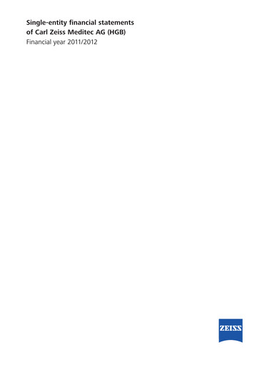 Thumbnail Carl Zeiss Meditec
 Financial Statement 2011-2012