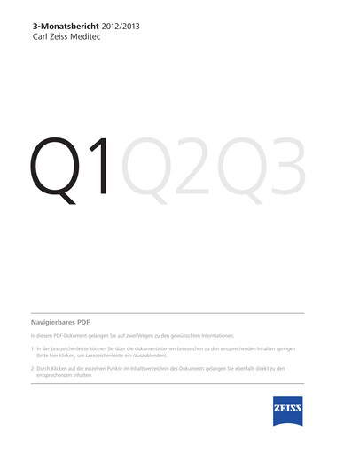 Miniature Carl Zeiss Meditec
 Rapport trimestriel 2012-2013-q1