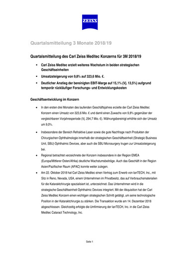 Miniature Carl Zeiss Meditec
 Rapport trimestriel 2018-2019-q1