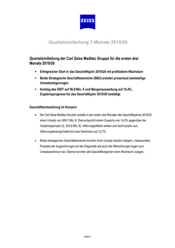 Miniature Carl Zeiss Meditec
 Rapport trimestriel 2019-2020-q1