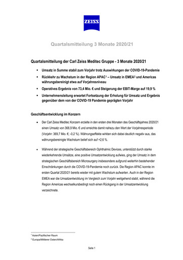 Miniature Carl Zeiss Meditec
 Rapport trimestriel 2020-2021-q1