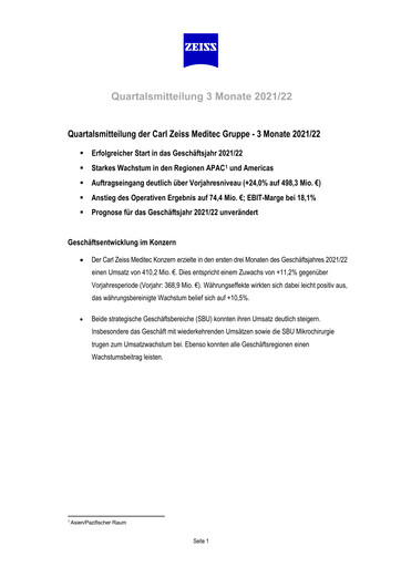 Miniature Carl Zeiss Meditec
 Rapport trimestriel 2021-2022-q1