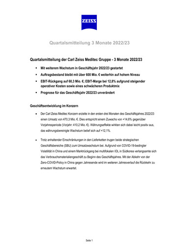 Miniature Carl Zeiss Meditec
 Rapport trimestriel 2022-2023-q1