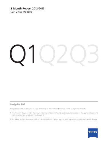 Thumbnail Carl Zeiss Meditec
 Quarterly Report 2012-2013-q1