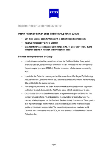 Thumbnail Carl Zeiss Meditec
 Quarterly Report 2018-2019-q1