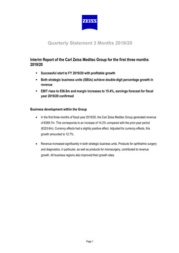 Thumbnail Carl Zeiss Meditec
 Quarterly Report 2019-2020-q1