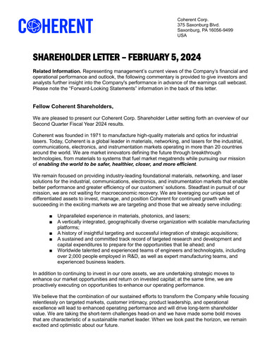 Thumbnail Coherent Corp. Quarterly Report 2024-q2