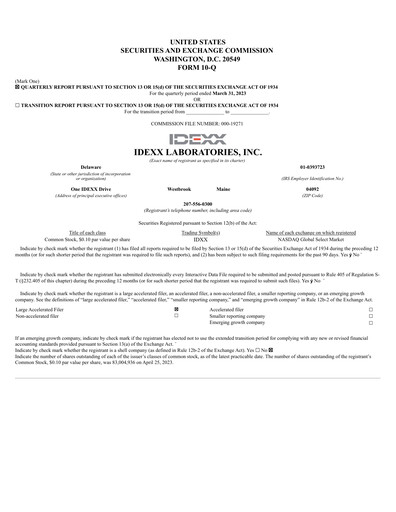 Thumbnail IDEXX Laboratories Quarterly Report 2023-q1