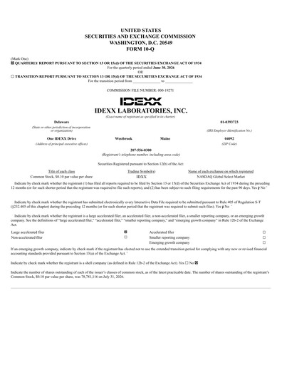 Thumbnail IDEXX Laboratories Quarterly Report 2026-q2