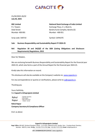 Thumbnail Capacit'e Infraprojects
 ESG Report 2024-2025