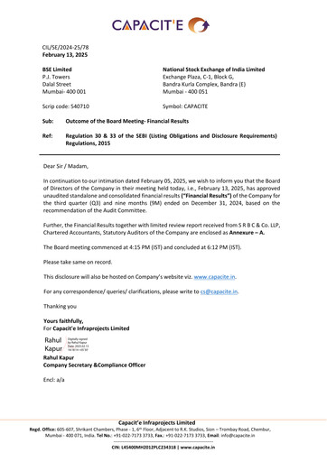 Thumbnail Capacit'e Infraprojects
 Quarterly Report 2024-q3