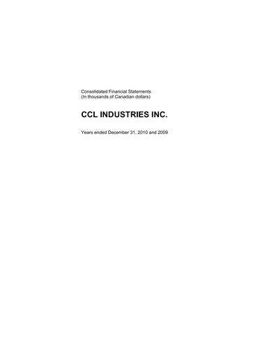 Thumbnail CCL Industries Financial Statement 2010