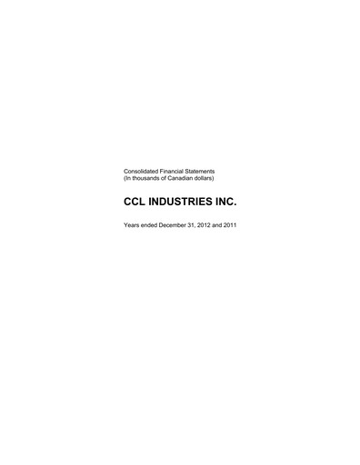 Thumbnail CCL Industries Financial Statement 2012