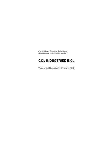 Thumbnail CCL Industries Financial Statement 2014