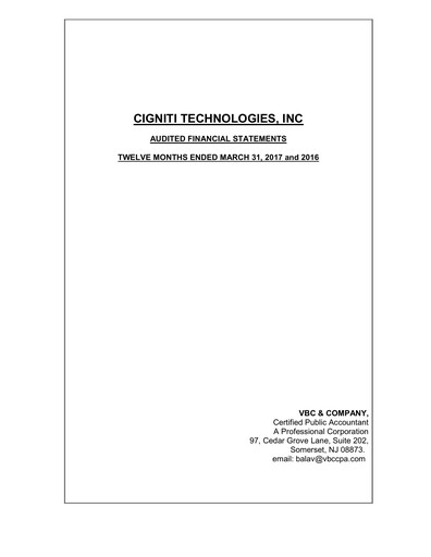 Thumbnail Cigniti Technologies
 Financial Statement 2017