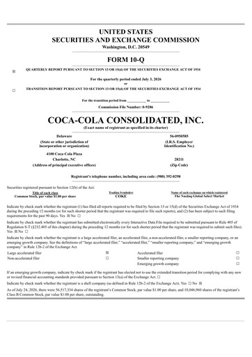Thumbnail Coca-Cola Consolidated Quarterly Report 2026-q2