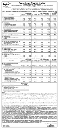 Thumbnail Repco Home Finance Quarterly Report 2014-q3