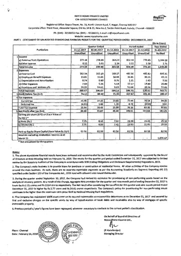 Thumbnail Repco Home Finance Quarterly Report 2017-q3