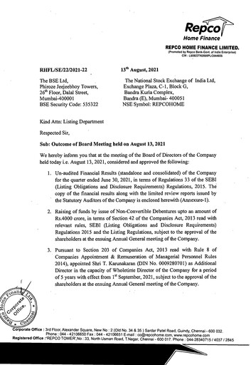 Thumbnail Repco Home Finance Quarterly Report 2021-q1