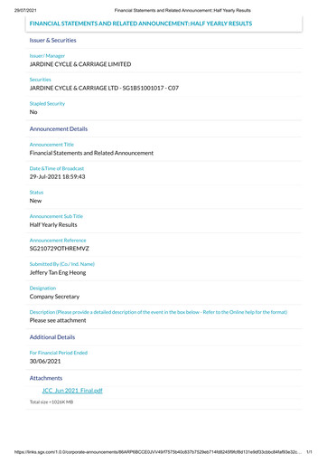 Thumbnail Jardine Cycle & Carriage Half-year Report 2021-h1