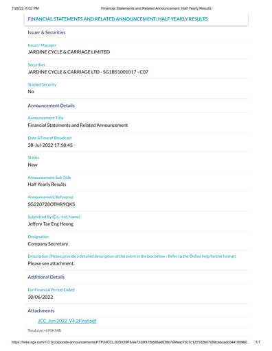 Thumbnail Jardine Cycle & Carriage Half-year Report 2022-h1