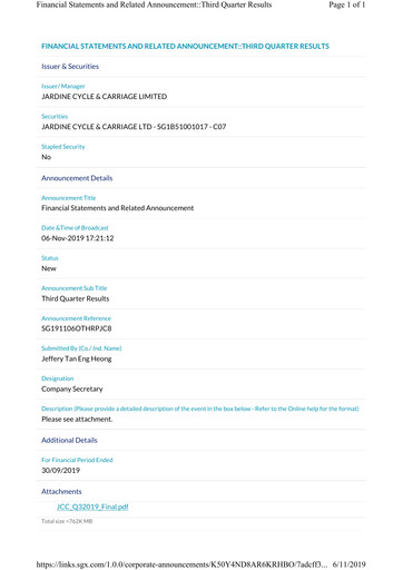 Vorschaubild Jardine Cycle & Carriage Quartalsbericht 2019-q3