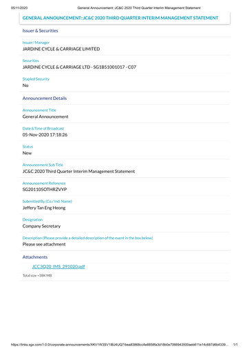 Vorschaubild Jardine Cycle & Carriage Quartalsbericht 2020-q3