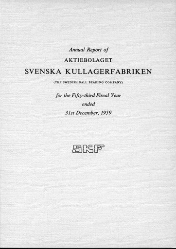 Miniature SKF (Svenska Kullagerfabriken) Rapport annuel 1959