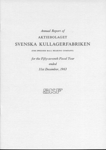 Miniature SKF (Svenska Kullagerfabriken) Rapport annuel 1963