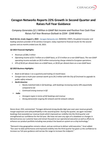 Thumbnail Ceragon Networks Quarterly Report 2023-q2