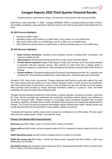 Thumbnail Ceragon Networks Quarterly Report 2025-q3