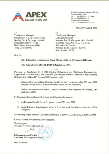 Thumbnail Apex Frozen Foods
 Quarterly Report 2020-q1