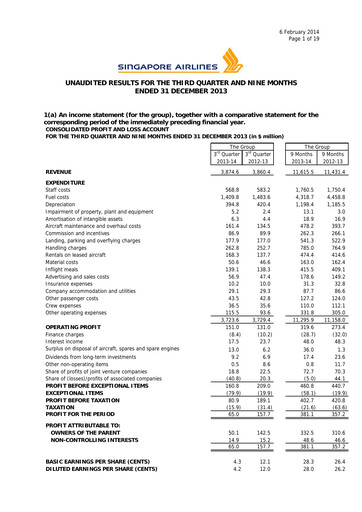 Miniature Singapore Airlines Rapport trimestriel 2013-q3