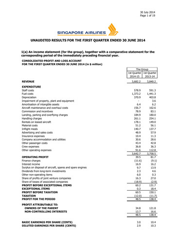 Miniature Singapore Airlines Rapport trimestriel 2014-q1