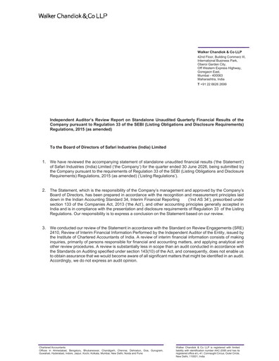 Thumbnail Safari Industries India Quarterly Report 2026-q1