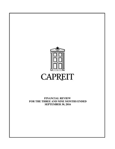 Thumbnail Canadian Apartment Properties REIT Quarterly Report 2016-q3