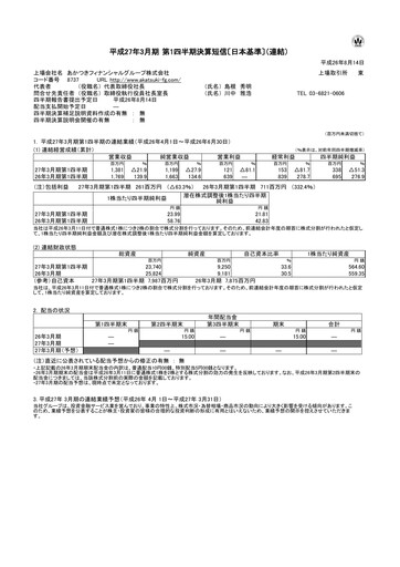 Thumbnail Akatsuki Corp. Quarterly Report fy2015-q1