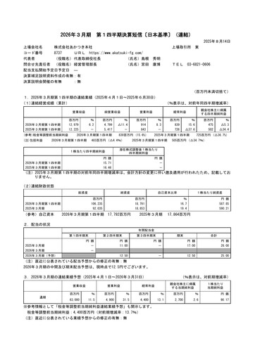 Thumbnail Akatsuki Corp. Quarterly Report fy2026-q1