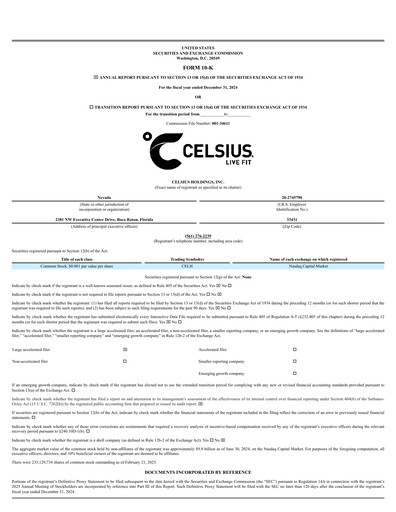 Thumbnail Celsius Holdings
 Annual Report 2024